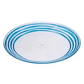 Set of 4 Designer Swirl 12"  Blue Acrylic Dinner Plates, Reusable