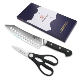 2Pcs KEEMAKE Stainless steel Chef Knife & Scissor Set