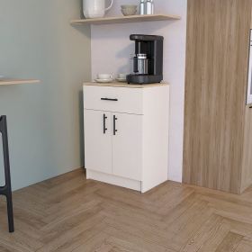 Kitchen Pantry Cabinet, Ivory / Natural Oak
