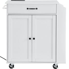 VEVOR Kitchen Island Cart Rolling Storage Cabinet with Charging Station