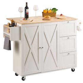 VEVOR Kitchen Island Cart, Solid Wood Top, 45.3" Width