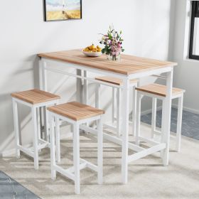 5-piece modern kitchen table with bar stools,metal frame, white oak, 47.5'' L x 23.7'' W x 35.5'' H.