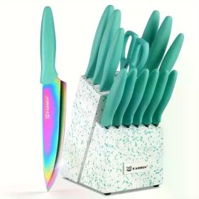 14 Pieces Fancy Rainbow Kitchen Knife Set, Titanium Coating