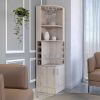 Double Door Bar Cabinet, 8 Wine Cubbies, Light Gray Finish