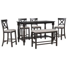 TREXM 6-Piece Dining Table Set (Espresso)