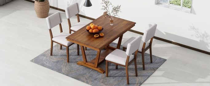 TOPMAX Rustic 5-piece Rectangular Dining Table Set, Walnut