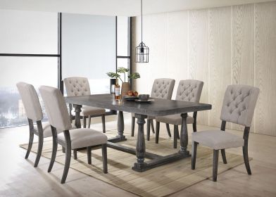 Bernard 7 PCs Dining Room Set, Weathered Gray Oak Finish