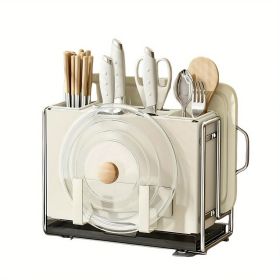 Universal Metal Kitchen Knife Holder with Chopping Board Storage, 6 - Slot
