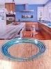 Set of 4 Designer Swirl 12"  Blue Acrylic Dinner Plates, Reusable