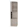 Double Door Bar Cabinet, 8 Wine Cubbies, Light Gray Finish