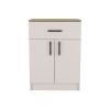 Kitchen Pantry Cabinet, Ivory / Natural Oak