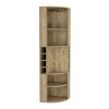 Oban Corner Bar Cabinet with 5 Shelves, 8 Bottle Cubbies