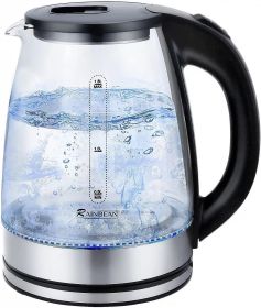 STRIX Tech 1.8L Electric Tea Kettle With LED Light, Auto Shut-Off & Boil Dry Protection, Glass Black