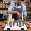 2000W Electric Coil Heating Dual Burner Hot Plate with 5 Temperature Adjustments & Portable Handles, Compact