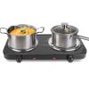 2000W Portable Electric Double Burner Hot Plate with 5 Temperature Adjustments & Non-Slip Rubber Feet, Compact