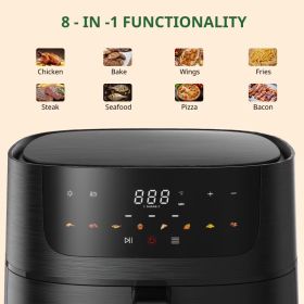 8.5 QT Air Fryer - Large Capacity For Family Gatherings, 8-in-1 Multifunctional Cooker With Touchscreen Control, Easy To Clean & Ideal For Beginners, (Color: Black)