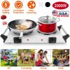 2000W Electric Dual Burner Portable Coil Heating Hot Plate with 5 Temperature Adjustments