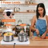 2000W Portable Electric Double Burner Hot Plate with 5 Temperature Adjustments & Non-Slip Rubber Feet, Compact