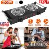 2000W Electric Dual Burner Portable Coil Heating Hot Plate with 5 Temperature Adjustments