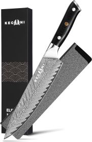 KEGANI Meat Cleaver Knife 7 Inch - Damascus 73 Layers - G10 Handle Chinese Knife With Gift Box & Sheath (Option: Chef Knife-Silver Knight Series)