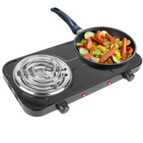 2000W Portable Electric Double Burner Hot Plate with 5 Temperature Adjustments & Non-Slip Rubber Feet, Compact (Option: HG_Stove(2Burner_Black)_GPCT3890)