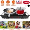 2000W Electric Coil Heating Dual Burner Hot Plate with 5 Temperature Adjustments & Portable Handles, Compact