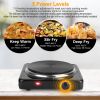 1500W Portable Electric Single Burner Hot Plate with 5 Temperature Adjustments & Non Slip Rubber Feet