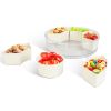 2 Pcs Portable Serving Tray with Lid and Handle - 360° Rotatable with 6 Dividers, Clear