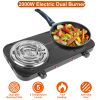 2000W Portable Electric Double Burner Hot Plate with 5 Temperature Adjustments & Non-Slip Rubber Feet, Compact