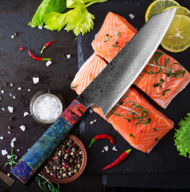 XITUO Stainless Steel Japanese Chef Knife, Unique Rod-shaped Pattern (Option: A Silver)