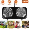 2000W Portable Electric Double Burner Hot Plate with 5 Temperature Adjustments & Non-Slip Rubber Feet, Compact