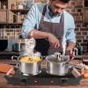 2000W Electric Coil Heating Dual Burner Hot Plate with 5 Temperature Adjustments & Portable Handles, Compact