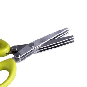 Stainless Steel Multifunctional Kitchen Scissors (Option: Green-3Layers)