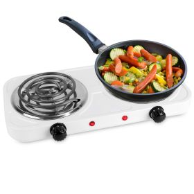 2000W Portable Electric Double Burner Hot Plate with 5 Temperature Adjustments & Non-Slip Rubber Feet, Compact (Option: HG_Stove(2Burner_White)_GPCT3890)