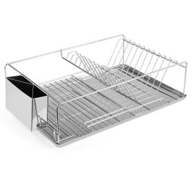 Stainless Steel Dish Drying Rack w/ Drainboard (Option: Small)