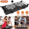 2000W Electric Dual Burner Portable Coil Heating Hot Plate with 5 Temperature Adjustments