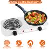 2000W Portable Electric Double Burner Hot Plate with 5 Temperature Adjustments & Non-Slip Rubber Feet, Compact