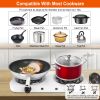2000W Portable Electric Double Burner Hot Plate with 5 Temperature Adjustments & Non-Slip Rubber Feet, Compact