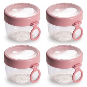 4 Pcs (20OZ) Oats Containers with Lids and Folding Spoons (Option: Pink)