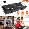 2000W Electric Coil Heating Dual Burner Hot Plate with 5 Temperature Adjustments & Portable Handles, Compact