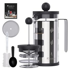 RAINBEAN 4 Cups Stainless Steel French Press- Heat Resistant, Silver (Option: 350ml)