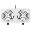 2000W Portable Electric Double Burner Hot Plate with 5 Temperature Adjustments & Non-Slip Rubber Feet, Compact