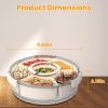 2 Pcs Portable Serving Tray with Lid and Handle - 360° Rotatable with 6 Dividers, Clear