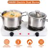 2000W Portable Electric Double Burner Hot Plate with 5 Temperature Adjustments & Non-Slip Rubber Feet, Compact