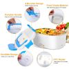 1L Travel Thermal Bento Box, Portable Food Warmer w/ 2 Removable Compartments and 1 Spoon 