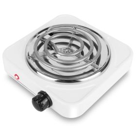 1000W Electric Single Burner Coil Heating Hot Plate Stove with Non Slip Rubber Feet,  5 Temperature Adjustments (Option: 1Burner_White)