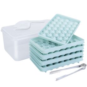 132Pcs (4 Packs) Small Circle Ice Ball Mold with Lid Bin (Option: Blue)
