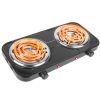 2000W Portable Electric Double Burner Hot Plate with 5 Temperature Adjustments & Non-Slip Rubber Feet, Compact