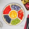 2 Pcs Portable Serving Tray with Lid and Handle - 360° Rotatable with 6 Dividers, Clear