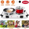 2000W Electric Coil Heating Dual Burner Hot Plate with 5 Temperature Adjustments & Portable Handles, Compact